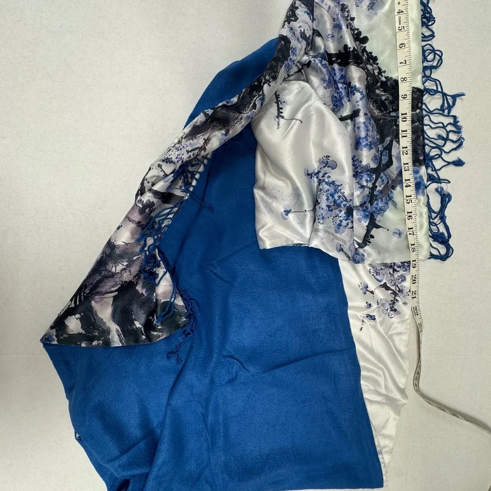 Oriental Floral/Plum‎ Blossom Print With Frindges Edges Scarf - 68